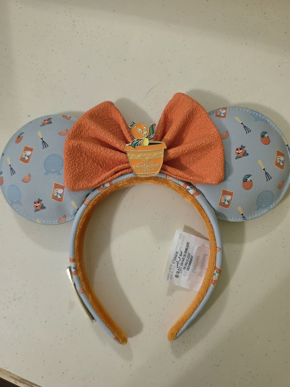 Loungefly Light Blue Orange Bird Ear Headband with Orange Bow
